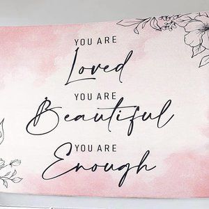 Pink Floral Tapestry Wall Decor Quote YOU ARE LOVED BEAUTIFUL ENOUGH Watercolor